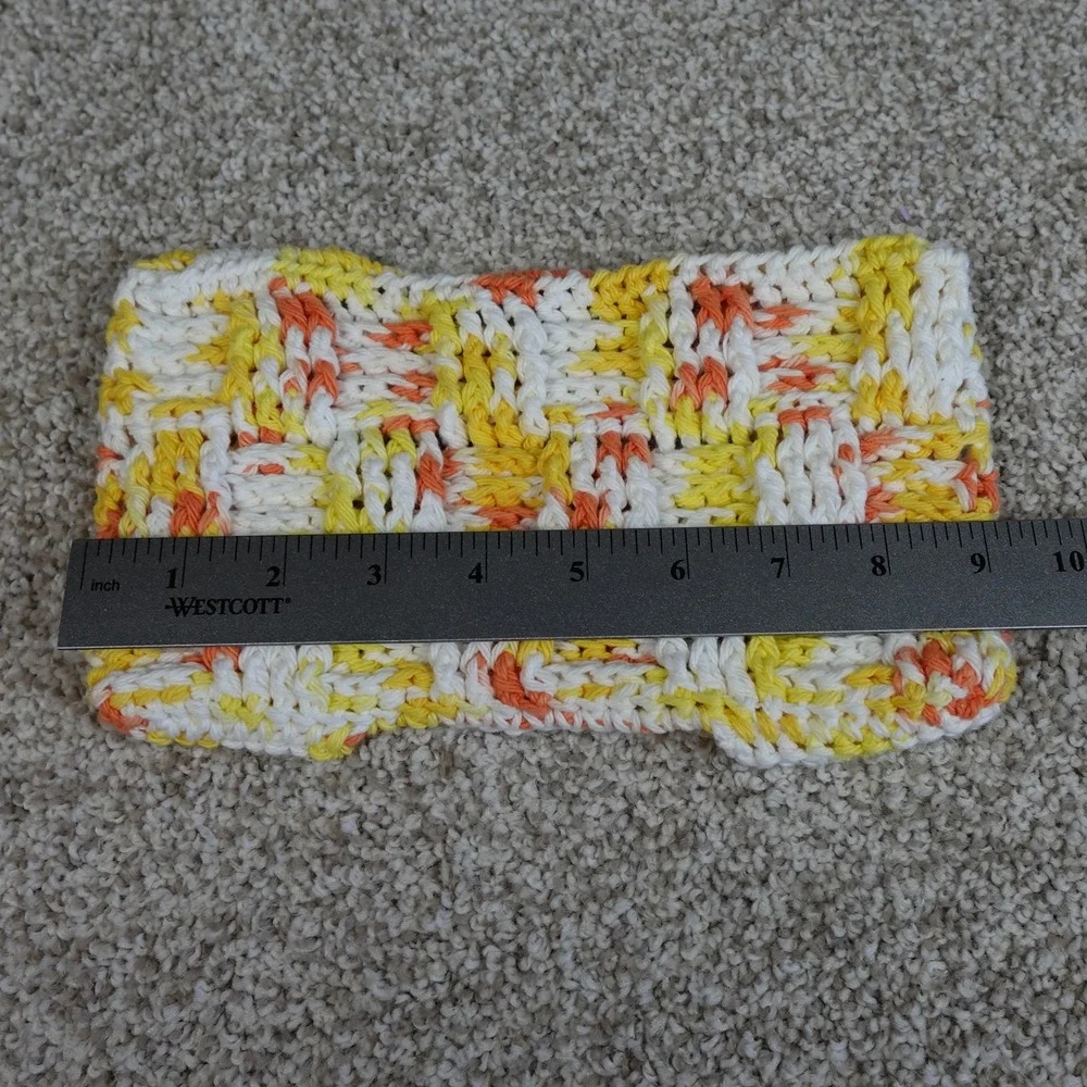 Handmade Crocheted Mop Pad Cover Yellow Orange White Basketweave Reusable Pad